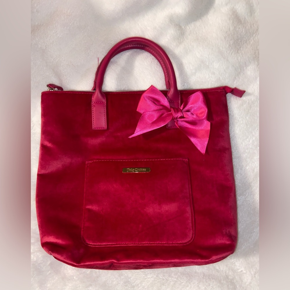 EUC Juicy couture Pink Velvet Tote Bag with Bow